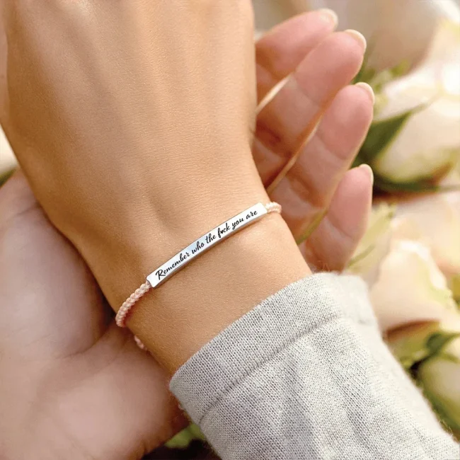 Trendy Design “Remember Who The Luck You Are” Motivational Tube Bracelet for Best Friend Gift Popular Adjustable Bradied Jewelry 2