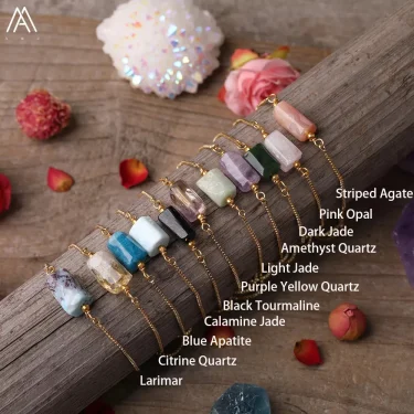 Natural Jades Stone Single Nugget Beads Bracelet Women Quartz Crystal Bohemia Friendship Jewlry Giftss 5