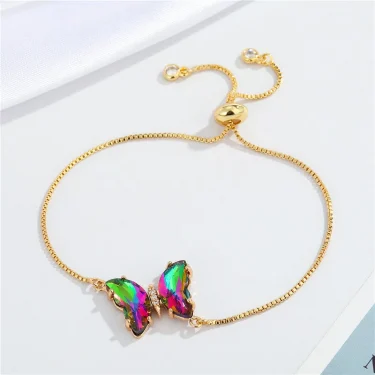 Steel Fun Jewelry Female Bling Gradient Butterfly Bracelet For Women 2024 Trendy Gold Color Chain Y2K Sweet Bracelet Party Gift 5