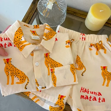 1-5 Years Old Children's Clothing Boys Cartoon Summer Short Sleeve Suit Girls Casual T-shirt Suit 2