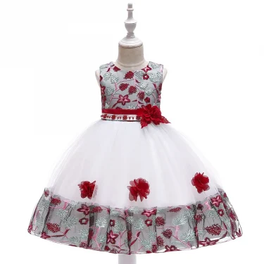Summer Kids Girl Dress Embroidery Flower Girls Birthday Party Dresses Children Princess Prom Costums Formal Clothes 3 8 Years 5