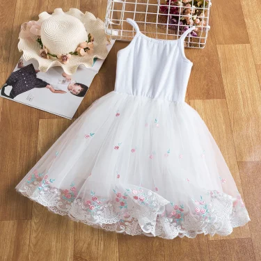Toddler Girls Princess Dress Children Tulle Sleeveless Sling Dresses Summer New Baby Birthday Party Vestido Sweet Casual Clothes 2