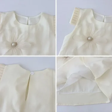 Bear Leader 2-7 Year Old Children's Wedding Birthday Party Clothing Summer Girl Princess Beige 3D Flower Tank Top Dress 6