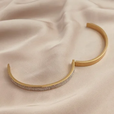 Classic Gypsophila Zircon Stainless Steel Gold Plated Bracelet, High Quality Silver Bracelet for Women, Wedding Party Jewelry 3