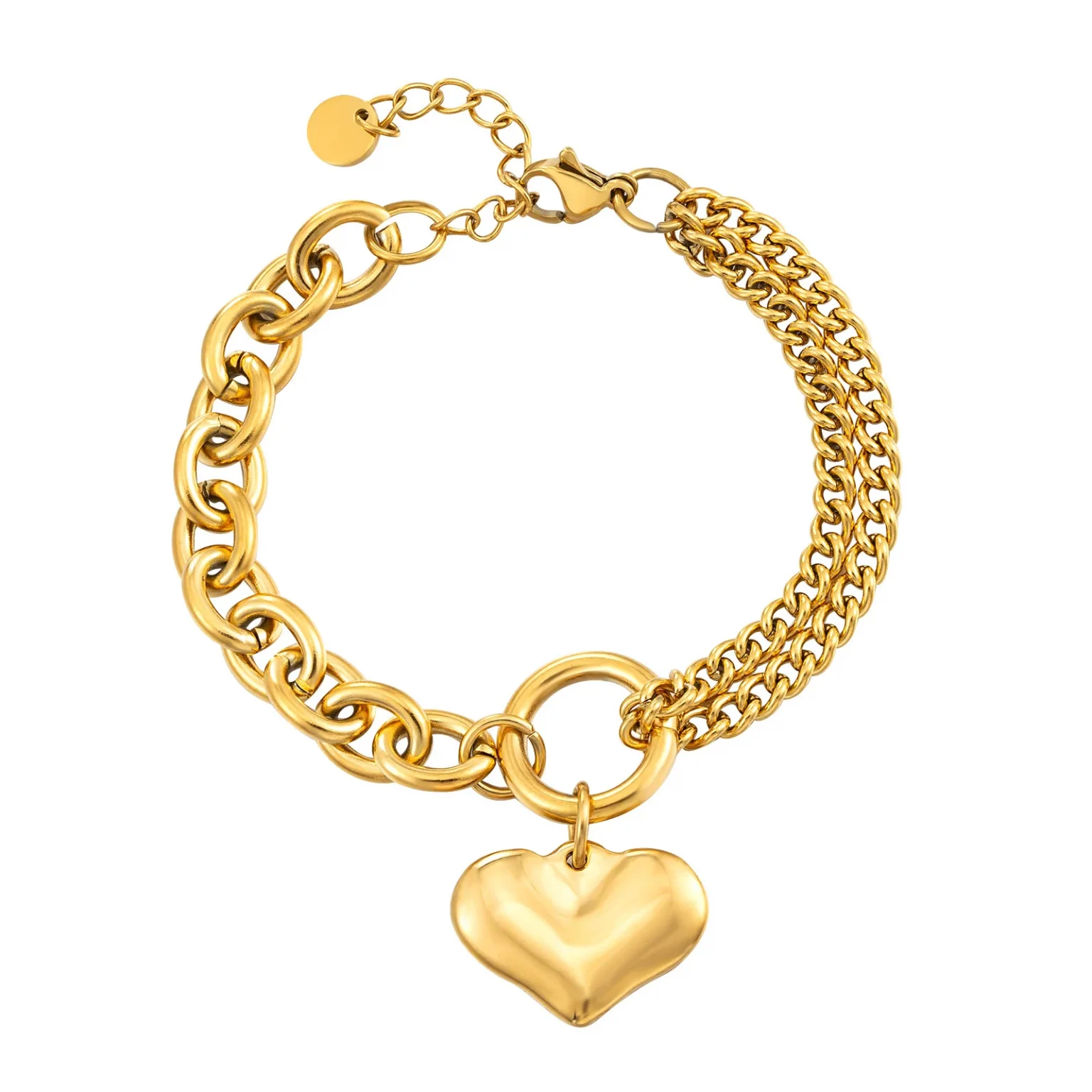 Statement Heart Pendant Bracelet Stainless Steel Gold color Jewelry Fashion Metal Texture Bracelet Accessories 2023 6