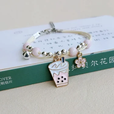 Korean Rabbit Flower Rope Bracelet for Women Girls Fashion Woven String Bell Heart Airplane Beads Friendship Party Jewelry Gifts 6