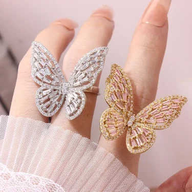 New Sight New Fashion Brand Jewelry Zirconia Butterfly Engagement Rings for Women Gift Adjustable Open Wedding Rings 1