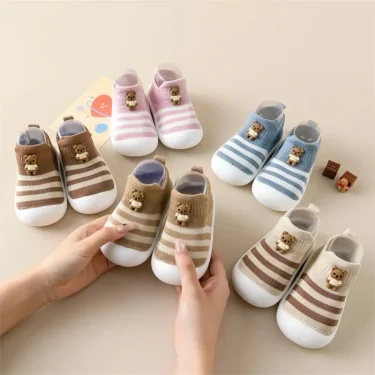 Baby Toddler Shoes Soft Sole Children's Shoes Breathable Cartoon Non-slip Anti-fall Shoes Striped Cute New Baby Shoes 4
