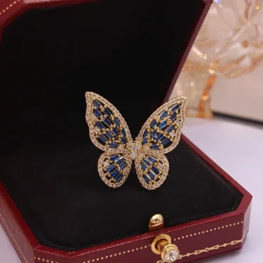 New Sight New Fashion Brand Jewelry Zirconia Butterfly Engagement Rings for Women Gift Adjustable Open Wedding Rings 5