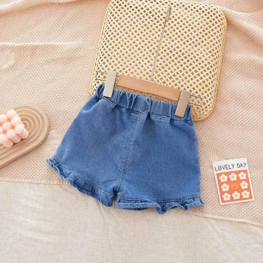 MILANCEL Summer Kid's Pants Fashion Girls New Denim Ruffle Shorts Children's Wear Teenage Girl Jeans 3