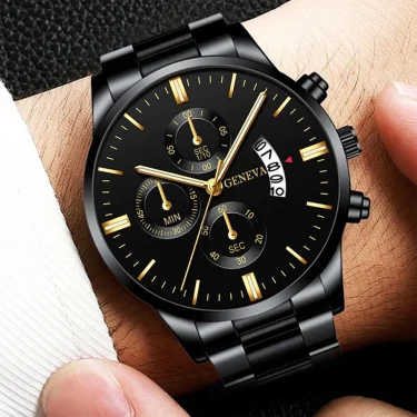 New Geneva Leisure Business Men's Watch Fashion Three Eyes Military Quartz Watch Stainless Steel Waterproof Gentleman Wristwatch 1