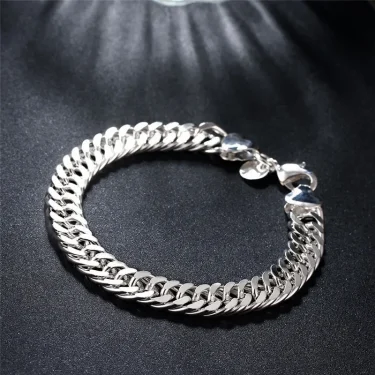 Fine 925 Sterling Silver Noble Nice Chain Solid Bracelet for Women Men Charms Party Gift Wedding Fashion Jewelry Hot Model 3