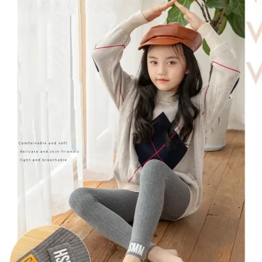 3-10 Year Girl Stretch Leggings Letters Baby Kids Leggings Autumn Clothes Pants Toddler Child Soft Knitted Pants Trousers 5