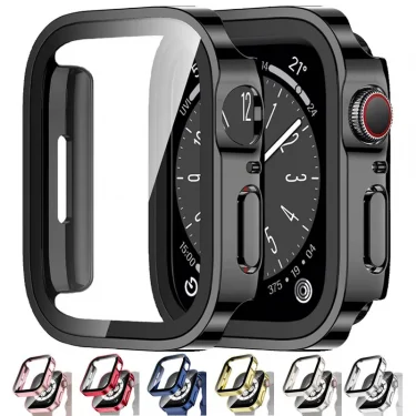 Tempered Glass Case for Apple Watch 45mm 41mm 44mm 40mm Screen Protector Cover Waterproof Hard Bumper iWatch Series 4 5 SE 6 7 8 1