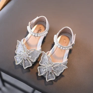 Summer Girls Sandals Fashion Sequins Rhinestone Bow Girls Princess Shoes Baby Girl Shoes Flat Heel Sandals Size 21-35 3