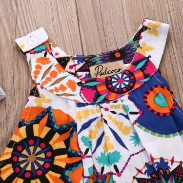 Infantil Toddler Baby Kids Girl Summer Floral Bohemian Sleeveless Dress Princess Party Pageant Dresses 6