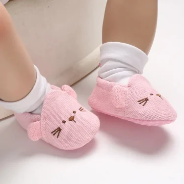 Newborn Baby Crib Shoes Boys Girls Casual First Walker Cute Animal Ear Soft Soles Anti-Slip Toddler Flat Shoes for 0-18 Months 4