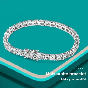 D VVS1 Moissanite Tennis Bracelet Original s925 Sterling Silver Plated 18k White Gold with GRA Bracelets for Women Man 1