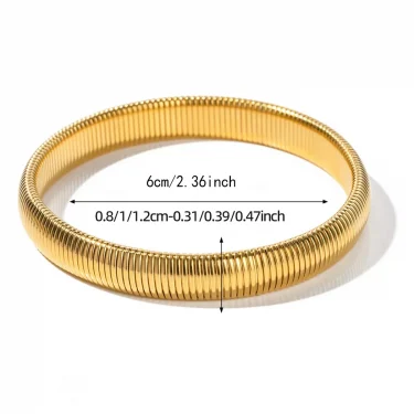 Women Girls Simple Design Elastic Bracelet Fashion Stainless Steel Punk Style Spiral Bracelet Hip Hop Waterproof Vintage Bangle 5