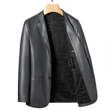 2025 High-quality Suit Leather Fashion Men's New Handsome Trend All Matching Leather Jacket Slim Fit Autumn and Winter Blazers 2