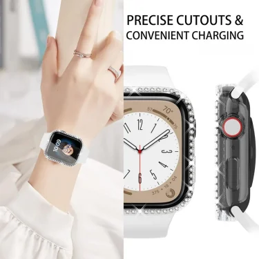 Bling Case for Apple Watch SE/6/5/4 40MM 44MM Protective Case+Glass Screen Protector iWatch Series 7/8/9/10 41MM 45MM 42MM 46MM 4