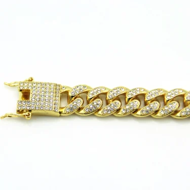 HNSP Luxury Full Zircon 12MM Cuban Chain Bracelet For Men Hip Hop Accessory Hand Chains Male Jewelry 4