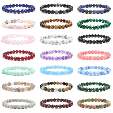 Natural Stone Beads Bracelet For Women Men Amethysts Crystal Quartzs Aquamarines Jades Jewelry Agates Elastic Bangle Bracelets 1