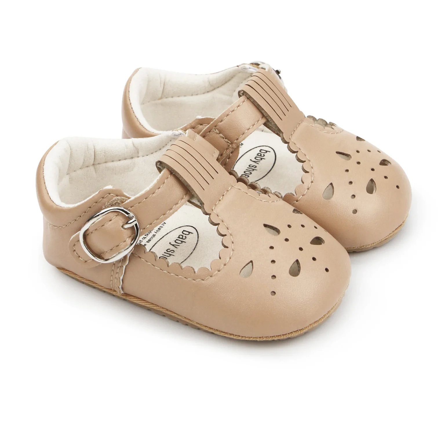 Princess Baby Girls Shoes Cute Moccasinss PU Leather Hollow-Out Soft Sole Rubber Flats Shoes Newborn First Walker Non-Slip Shoes 3