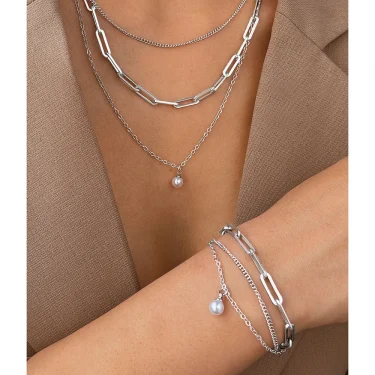 Stainless Steel Jewelry Set Elegant Delicate Pearl Pendant Jewelry Set Luxury Multi-Layer Chain Jewelry Set For Women Jewelry 2