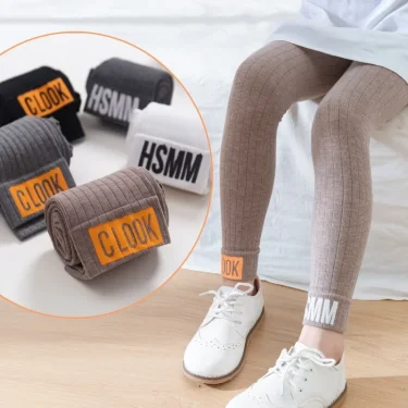 3-10 Year Girl Stretch Leggings Letters Baby Kids Leggings Autumn Clothes Pants Toddler Child Soft Knitted Pants Trousers 1