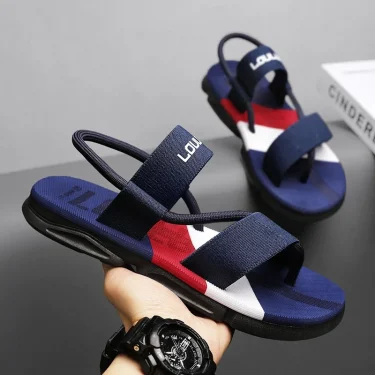 Slippers Man Summer Ankle Wrap Shoes Slip-resistant Slide Sandals Summer Male Slippers Beach Water Shoes Blue 3