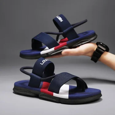 Slippers Man Summer Ankle Wrap Shoes Slip-resistant Slide Sandals Summer Male Slippers Beach Water Shoes Blue 2