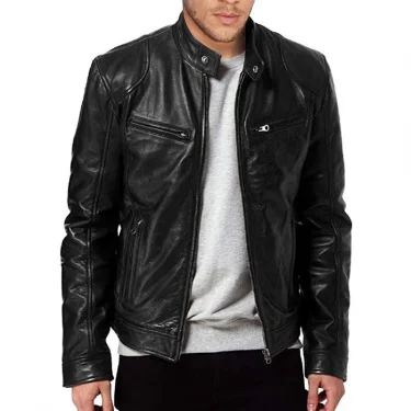 Motorcycle Leather Jackets Man Casual Fashion Motorcycle Coat Slim Fit Lapel PU Jackets Autumn Anti-wind Leather Coat Male 2