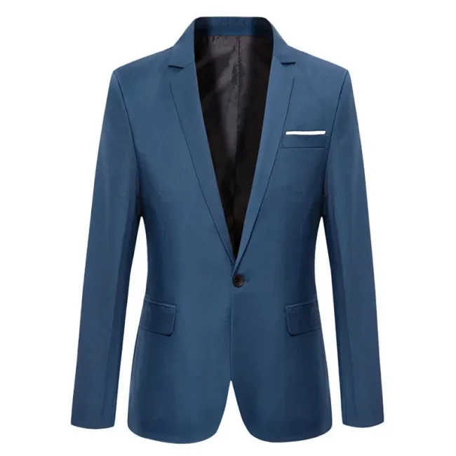 Blue Men Blazers Work Office 2025 Men Tuxedos For Formal Occasions Pockets Coat Blazers Male Custom Men's Business Slim Blazers 1