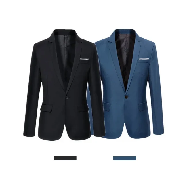 Blue Men Blazers Work Office 2025 Men Tuxedos For Formal Occasions Pockets Coat Blazers Male Custom Men's Business Slim Blazers 6