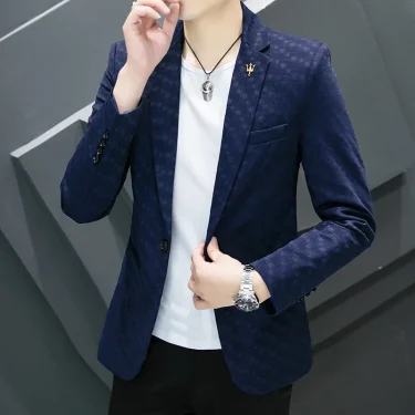 New Men's Boutique Fashion Wave Dot Leisure Business Suit Jacket Blazer Groom Wedding Dress Party Performance Host Coat 1
