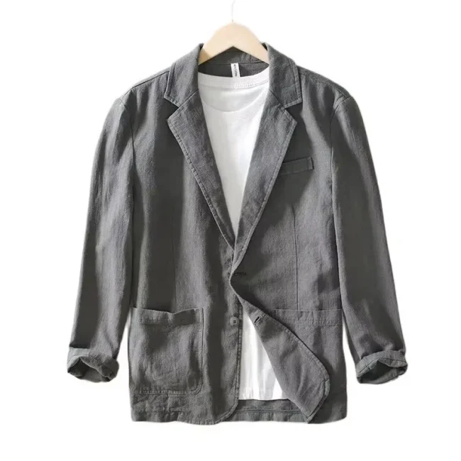 70% Linen 30% Cotton Breathable Men's Blazer Suit Jacket For Men Black Coat For Summer Business Lightweight Male Clothes 2025 1