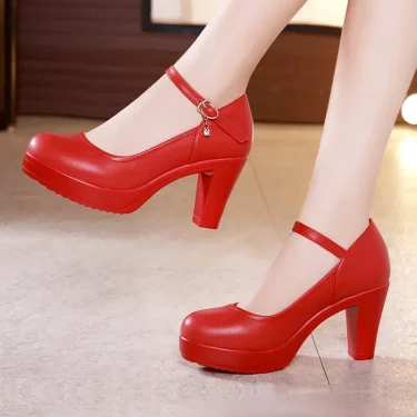 Small Size 32-43 Shallow Thick Bottom White Silver Wedding Shoes Bride Platform Pumps 2024 Block High Heels Shoes for Model Mom 2