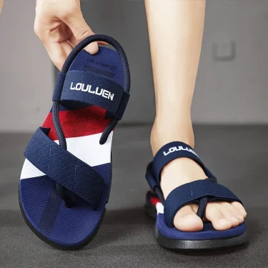 Slippers Man Summer Ankle Wrap Shoes Slip-resistant Slide Sandals Summer Male Slippers Beach Water Shoes Blue 4