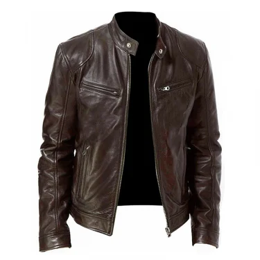 Motorcycle Leather Jackets Man Casual Fashion Motorcycle Coat Slim Fit Lapel PU Jackets Autumn Anti-wind Leather Coat Male 3