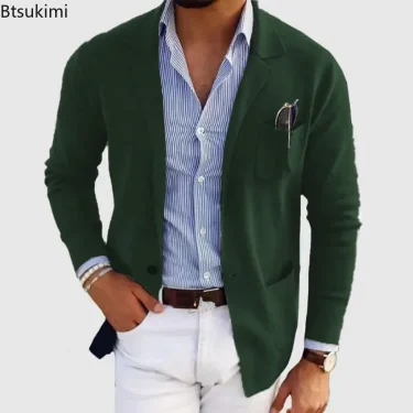 2025 New Men's Blazer Jackets Fashion Slim Fit Solid Single-breasted Suit Coats Business Casual Outerwear Wedding Suits for Men 5