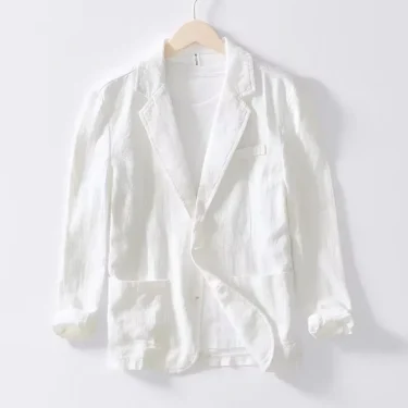 70% Linen 30% Cotton Breathable Men's Blazer Suit Jacket For Men Black Coat For Summer Business Lightweight Male Clothes 2025 5