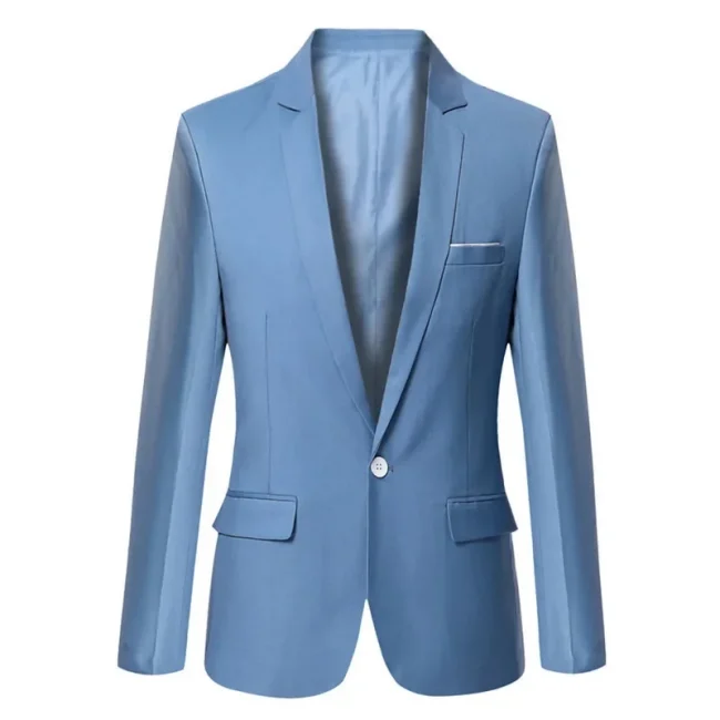 Blue Men Blazers Work Office 2025 Men Tuxedos For Formal Occasions Pockets Coat Blazers Male Custom Men's Business Slim Blazers 5