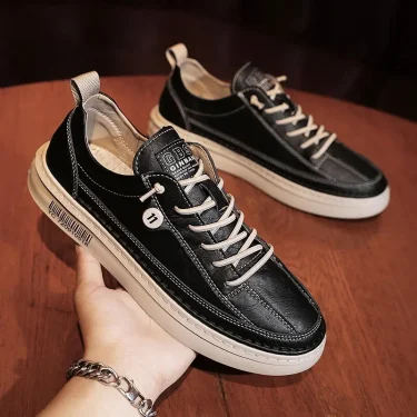 Brand Men's Casual New Leather Shoes for Men Non-slip Sports Shoes Fashion Comfortable Sneakers Male Flat Slip-on Casual Shoes 1