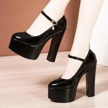 15cm Small Size 32-43 Sexy Extreme Block High Heels Shoes for Dress Model Party Wedding 2024 Shallow Thick Bottom Platform Pumps 1