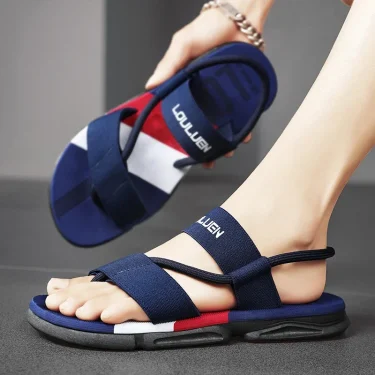 Slippers Man Summer Ankle Wrap Shoes Slip-resistant Slide Sandals Summer Male Slippers Beach Water Shoes Blue 5