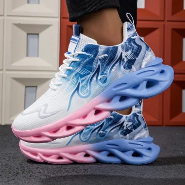 Fashion Gradient Women and Men Sneakers Weave Cushion Sole Sports Casual Shoes For Unisex Lace Up Lightweight Breathable Shoes 6