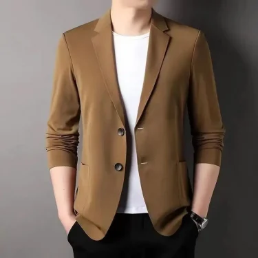 Spring Summer Men Ice Silk Thin Casual Sunscreen Blazer Fashion Casual Male Clothes Long Sleeve Big Size Slim Solid Blazers Coat 6