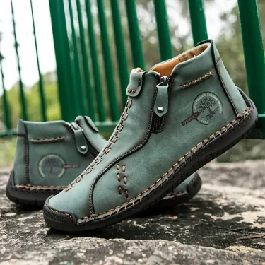 Handmade Leather Casual Shoes For Men Sneakers Men Flat Footwear Zipper Leather Boots Men Ankle Plus Size 39-48 6