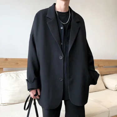 British-style Blazers Men Leisure Trendy Loose Suit Jackets Male Retro Daily Ins Streetwear All-match Simple Korean Suit-tops 4